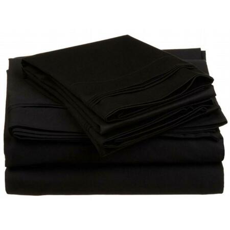 IMPRESSIONS BY LUXOR TREASURES Egyptian Cotton 650 Thread Count Solid Sheet Set Olympic Queen-Black 650OQSH SLBK